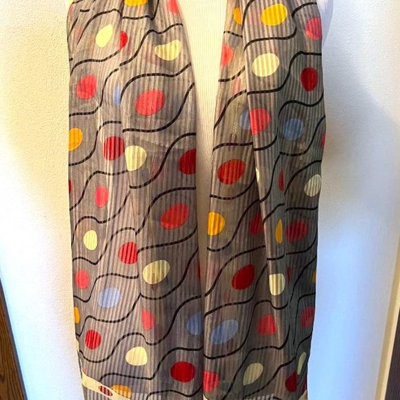 Women's Vintage Spring Oblong Scarf Gray Abstract design with metallic thread - Picture 2 of 4